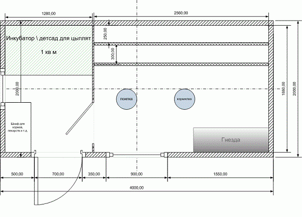 чертеж планировки курятника