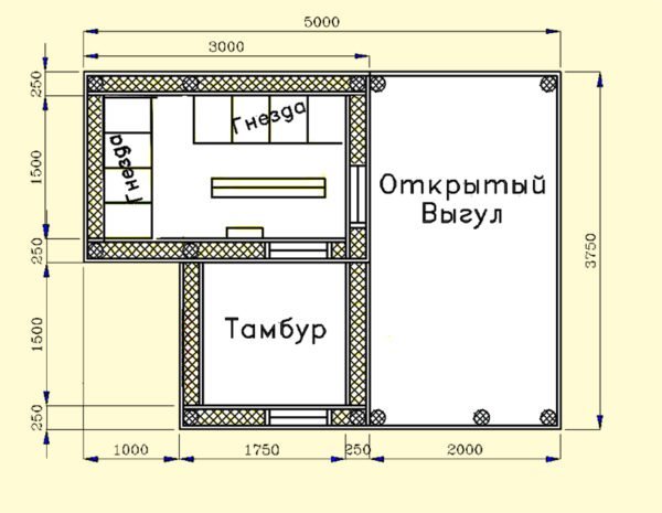 Чертёж сарая для уток