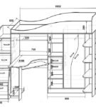 Чертёж двухъярусной кровати-чердака