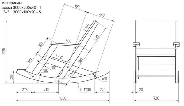 Чертёж кресла-качалки
