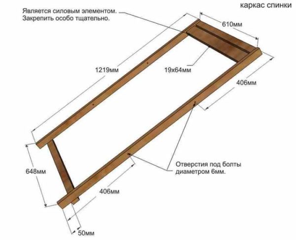 Каркас спинки шезлонга