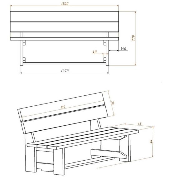 Чертеж лавочки