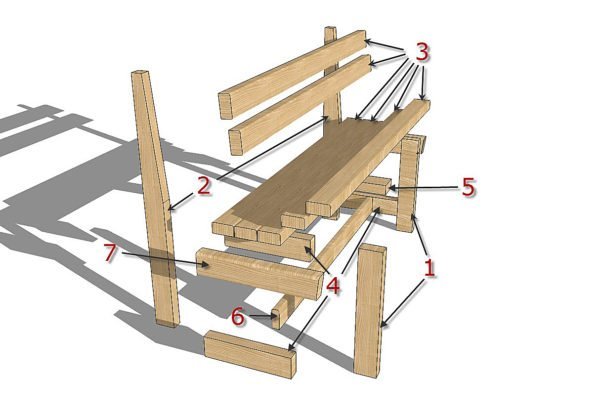 Детализация деревянной лавочки