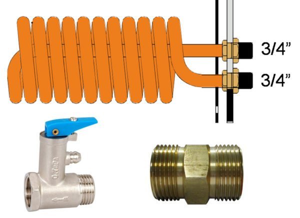Элементы подсоединения змеевика к бойлеру
