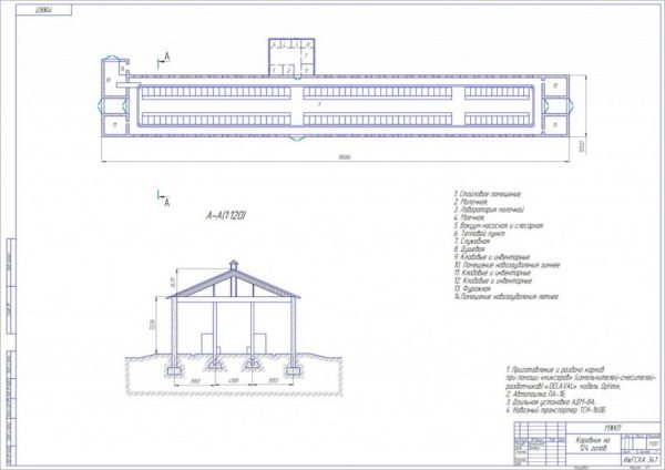 Схема коровника на 124 скотоместа