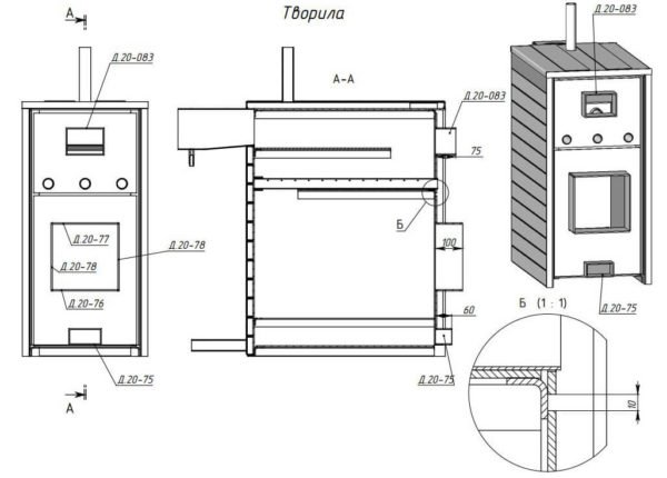 Чертёж изготовления печи