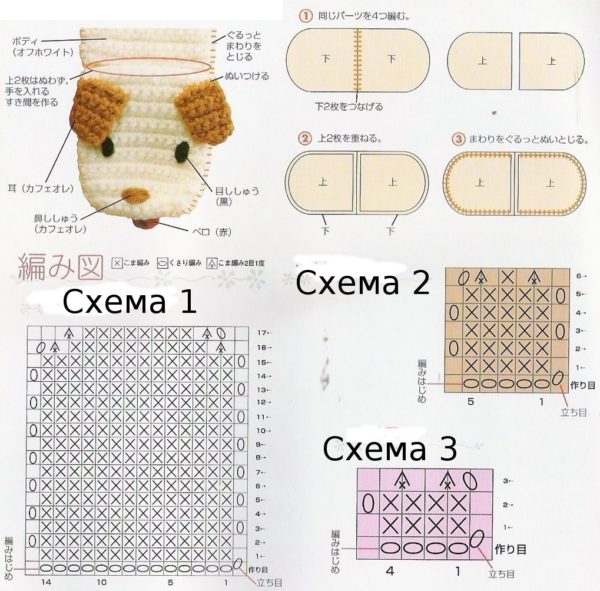 Схема вязания прихватки-собаки