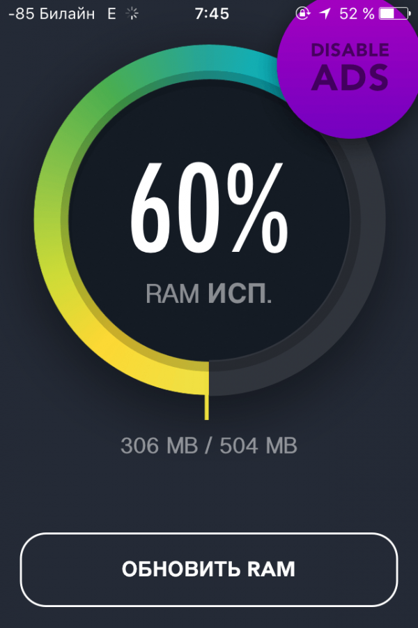 Данные RAM Monitor после очистки кэша