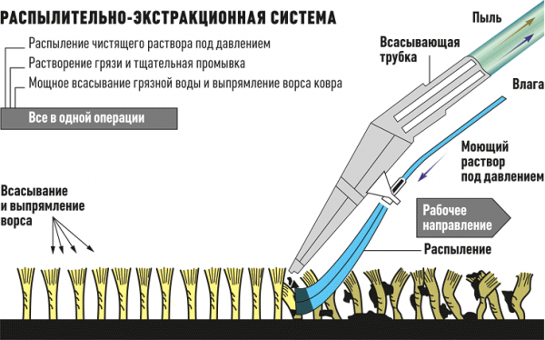 Принцип работы моющего пылесоса