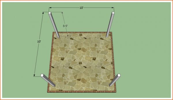 Схема монтажа столбов для деревянной перголы