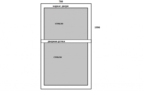 Вариант простого чертежа двери с большим стеклом