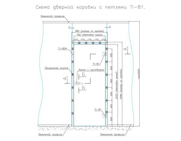 Чертёж маятниковой двери