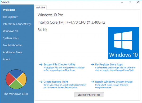 Программа FixWin 10