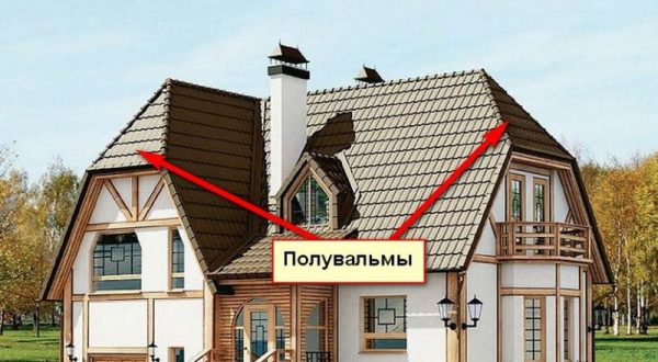 Дом с полувальмовой (голландской) формой кровли, покрытой металлочерепицей