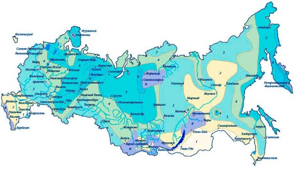 Карта снеговых районов России