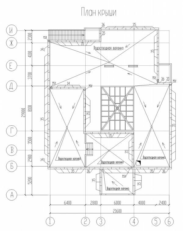 Чертёж плоской крыши