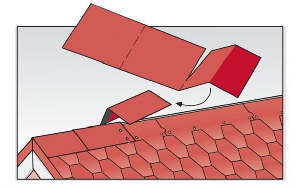Конёк для крыши из битумной черепицы