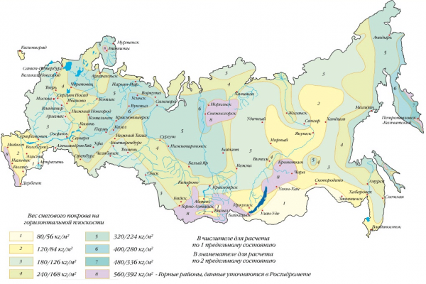 Карта снеговых нагрузок России