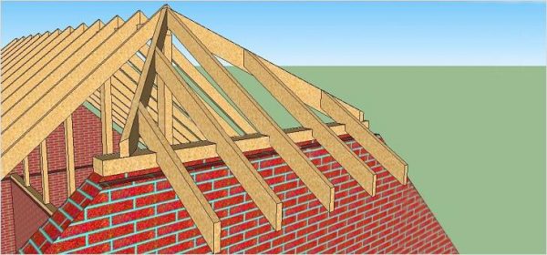 Монтаж стропил полувальм и нарожников