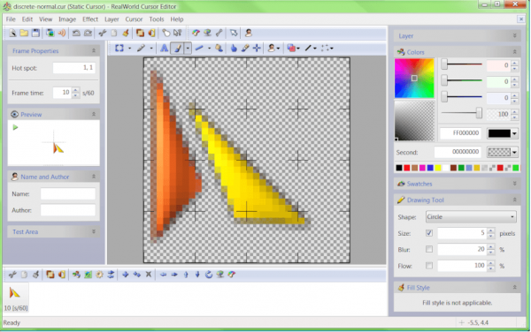 Интерфейс программы RealWorld Cursor Editor