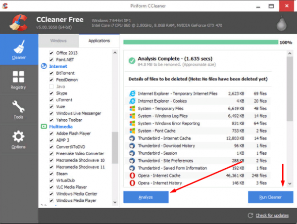 Очищение диска через CCleaner