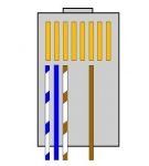 Обжим витой пары с коричневыми и синими проводниками