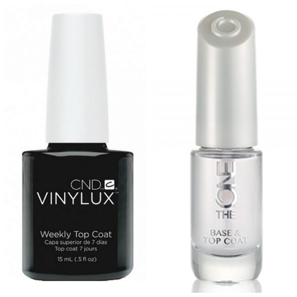 Покрытие для маникюра «Top Coat» от CND VINYLUX и основа под лак и глянцевое покрытие 2 в 1 «The ONE» от Oriflame