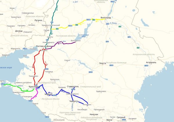 Краснодарский край на карте дорог